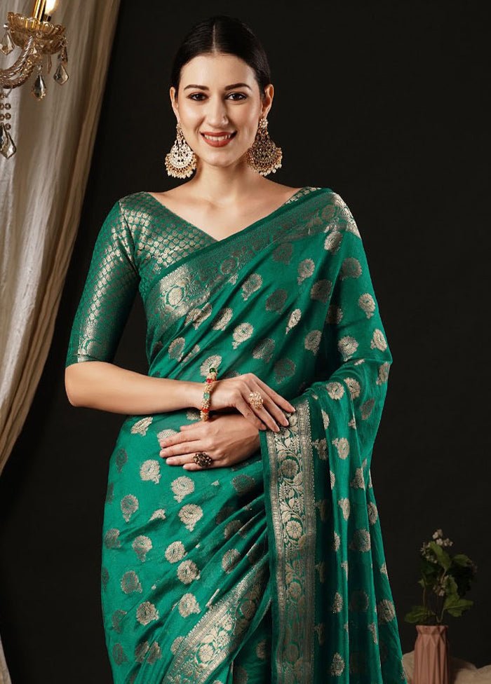 Sea Green Georgette Saree With Blouse Piece