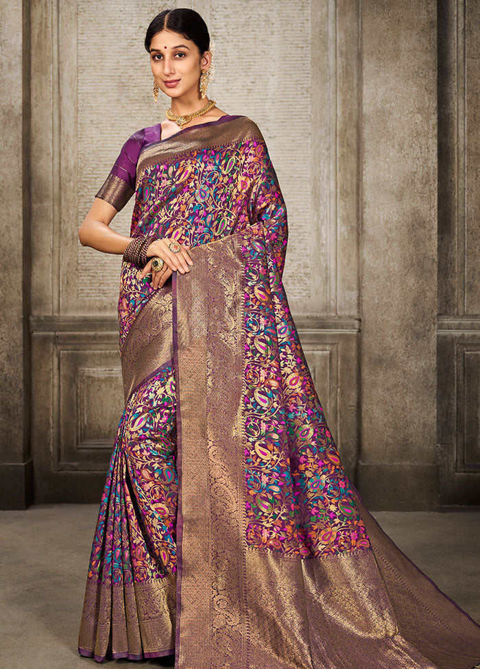 Wine Spun Silk Saree With Blouse Piece - Indian Silk House Agencies