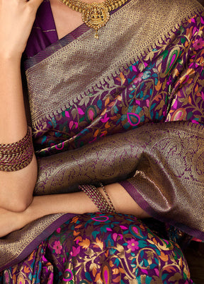 Wine Spun Silk Saree With Blouse Piece - Indian Silk House Agencies