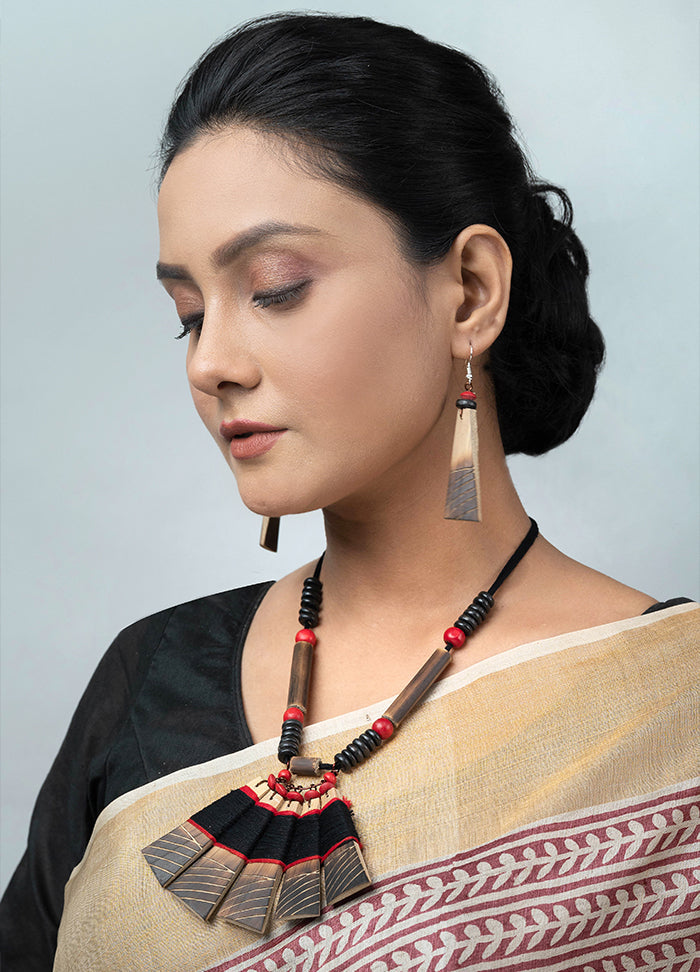 Handmade Black Red Bamboo Tribal Jewellery Set - Indian Silk House Agencies