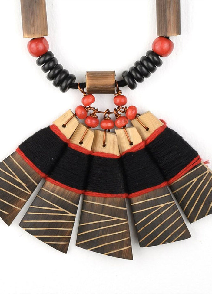 Handmade Black Red Bamboo Tribal Jewellery Set - Indian Silk House Agencies