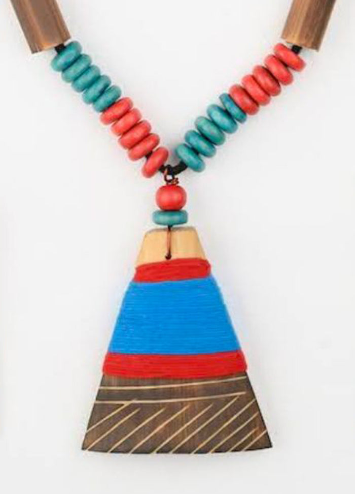 Handmade Blue Red Bamboo Tribal Jewellery Set