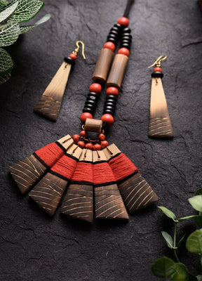 Handmade Red Black Bamboo Tribal Jewellery Set