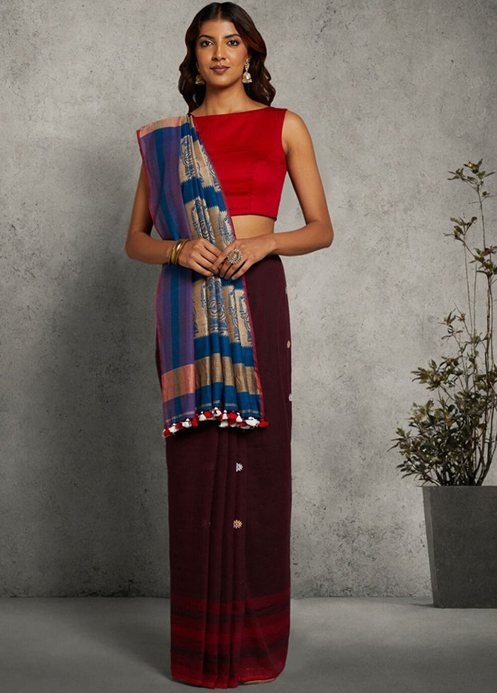 Red Pure Cotton Saree With Blouse Piece