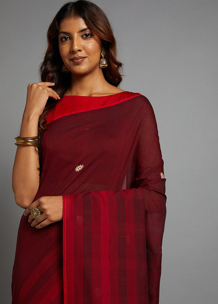 Red Pure Cotton Saree With Blouse Piece