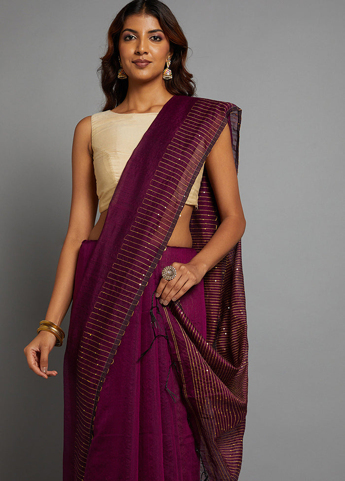 Burgundy Dupion Silk Saree With Blouse Piece