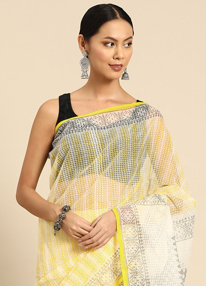 Yellow Pure Cotton Saree With Blouse Piece - Indian Silk House Agencies