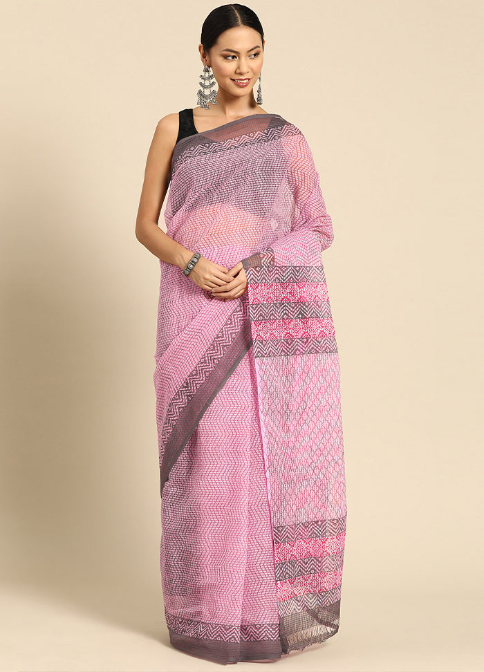 Pink Pure Cotton Saree With Blouse Piece - Indian Silk House Agencies