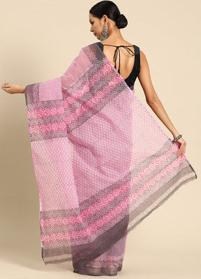 Pink Pure Cotton Saree With Blouse Piece - Indian Silk House Agencies