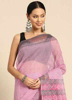 Pink Pure Cotton Saree With Blouse Piece - Indian Silk House Agencies