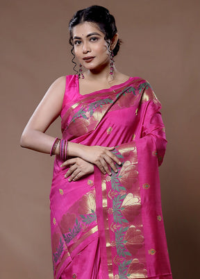 Pink Dupion Silk Saree With Blouse Piece - Indian Silk House Agencies