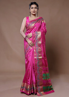 Pink Dupion Silk Saree With Blouse Piece - Indian Silk House Agencies