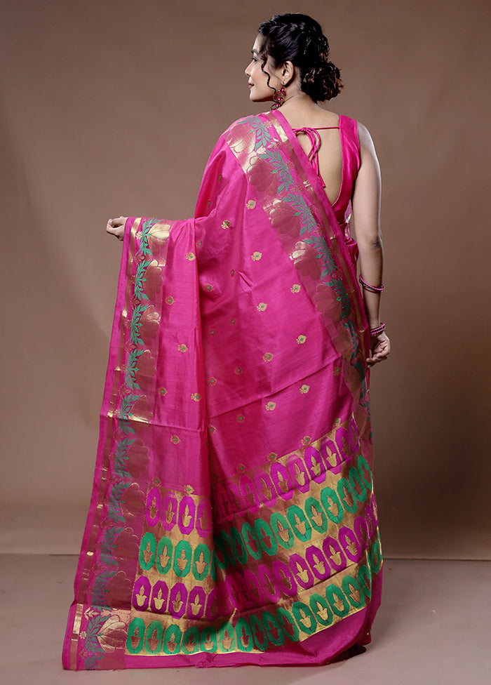 Pink Dupion Silk Saree With Blouse Piece - Indian Silk House Agencies