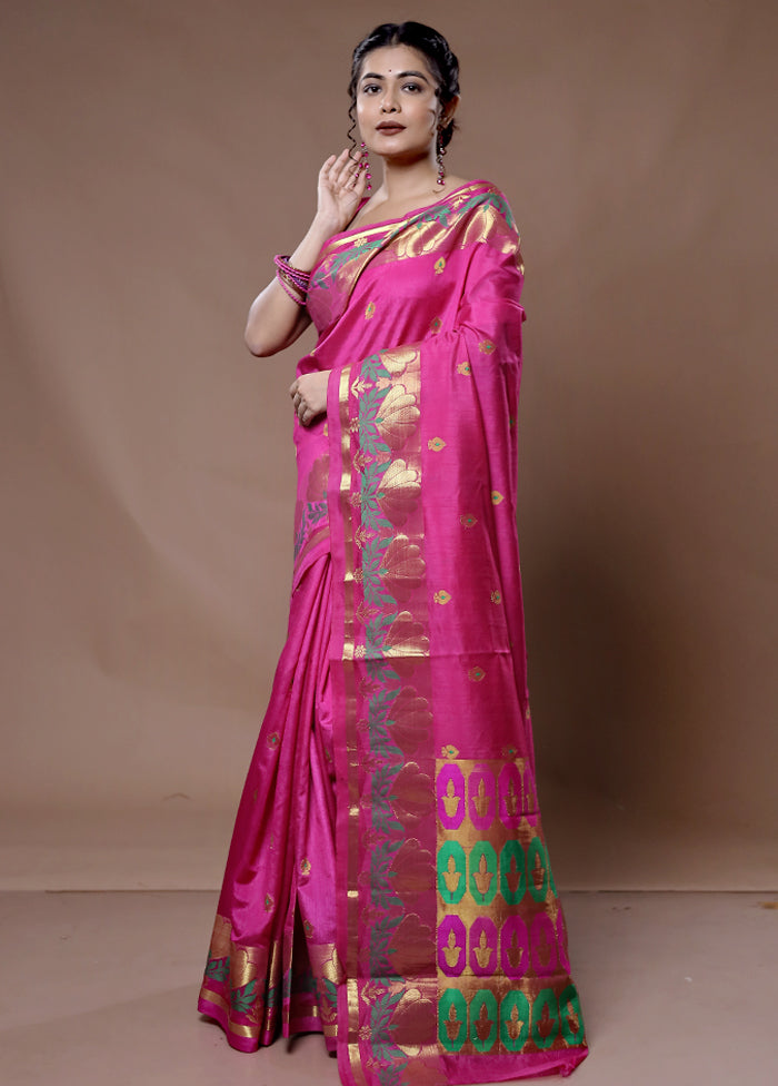 Pink Dupion Silk Saree With Blouse Piece - Indian Silk House Agencies