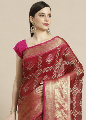 Maroon Silk Saree With Blouse Piece - Indian Silk House Agencies