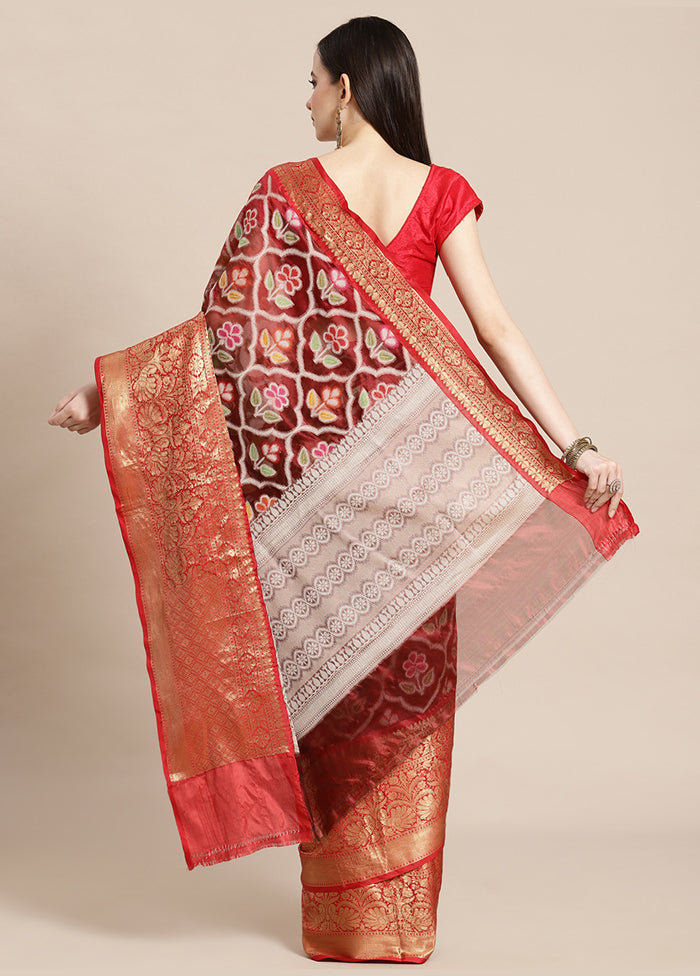 Maroon Silk Saree With Blouse Piece - Indian Silk House Agencies