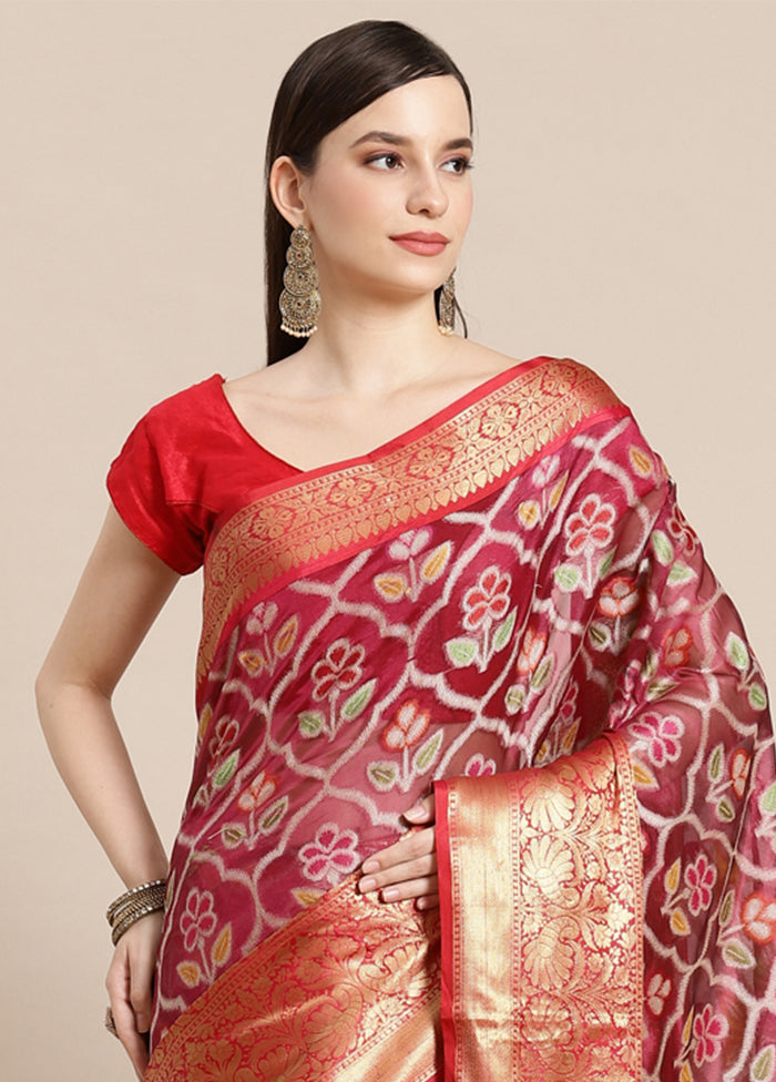 Magenta Silk Saree With Blouse Piece - Indian Silk House Agencies