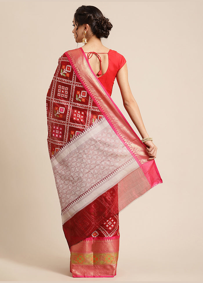 Maroon Silk Saree With Blouse Piece - Indian Silk House Agencies