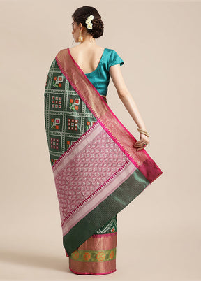 Green Silk Saree With Blouse Piece - Indian Silk House Agencies