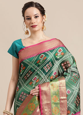 Green Silk Saree With Blouse Piece - Indian Silk House Agencies