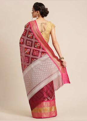 Magenta Silk Saree With Blouse Piece - Indian Silk House Agencies