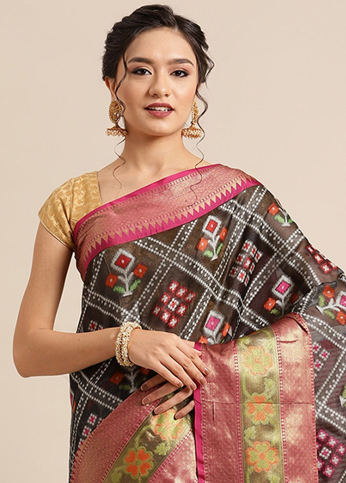 Black Silk Saree With Blouse Piece - Indian Silk House Agencies