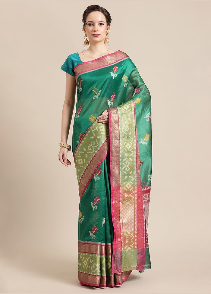 Green Silk Saree With Blouse Piece - Indian Silk House Agencies