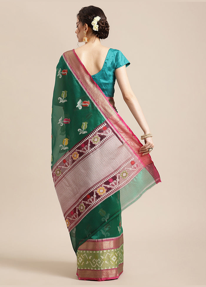 Green Silk Saree With Blouse Piece - Indian Silk House Agencies