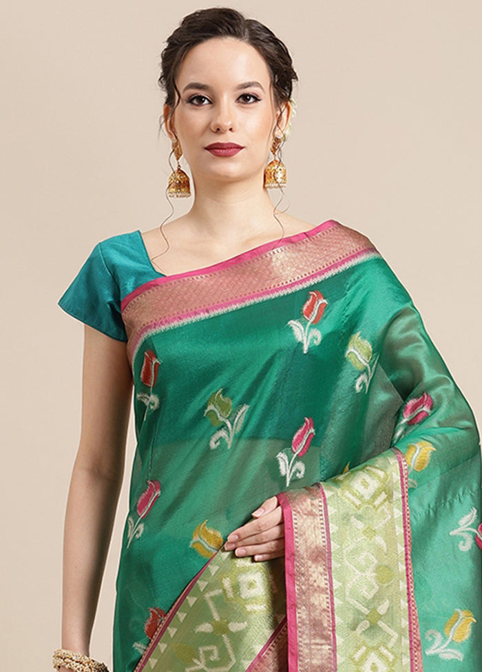 Green Silk Saree With Blouse Piece - Indian Silk House Agencies