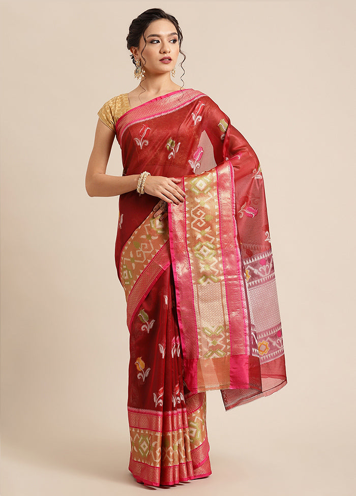 Maroon Silk Saree With Blouse Piece - Indian Silk House Agencies