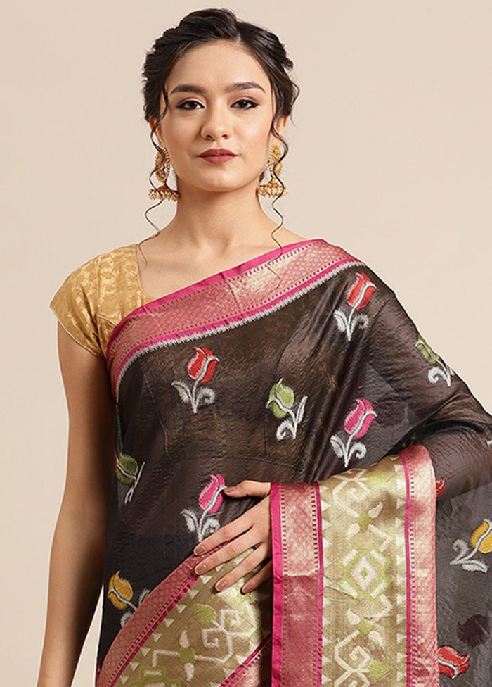 Black Silk Saree With Blouse Piece - Indian Silk House Agencies