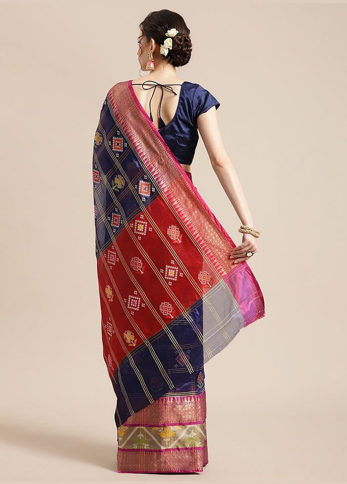 Blue Silk Saree With Blouse Piece - Indian Silk House Agencies