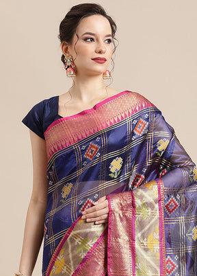 Blue Silk Saree With Blouse Piece - Indian Silk House Agencies