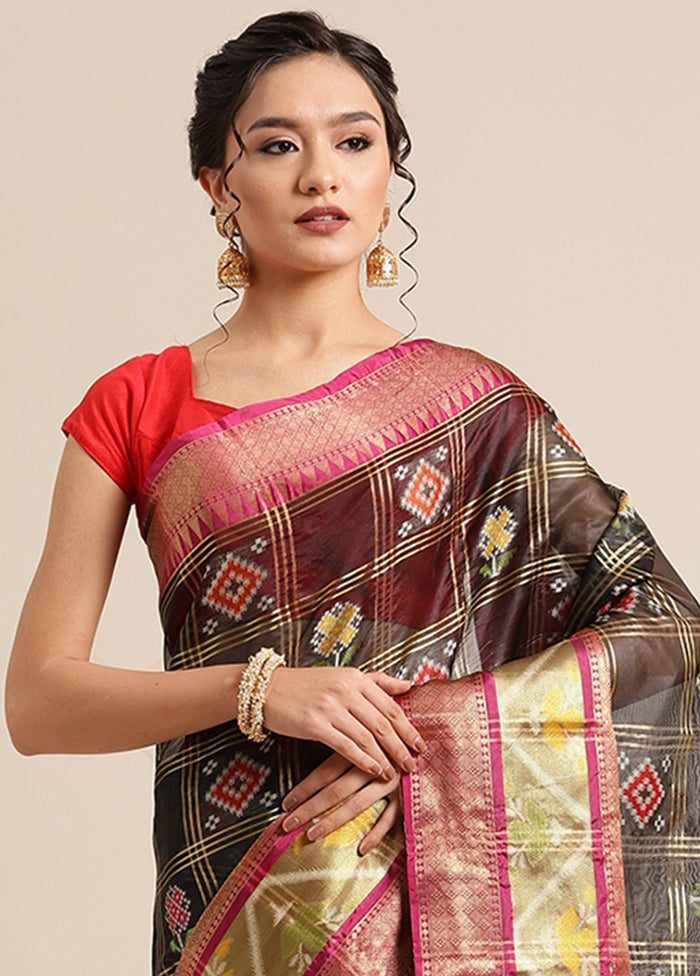 Black Silk Saree With Blouse Piece - Indian Silk House Agencies