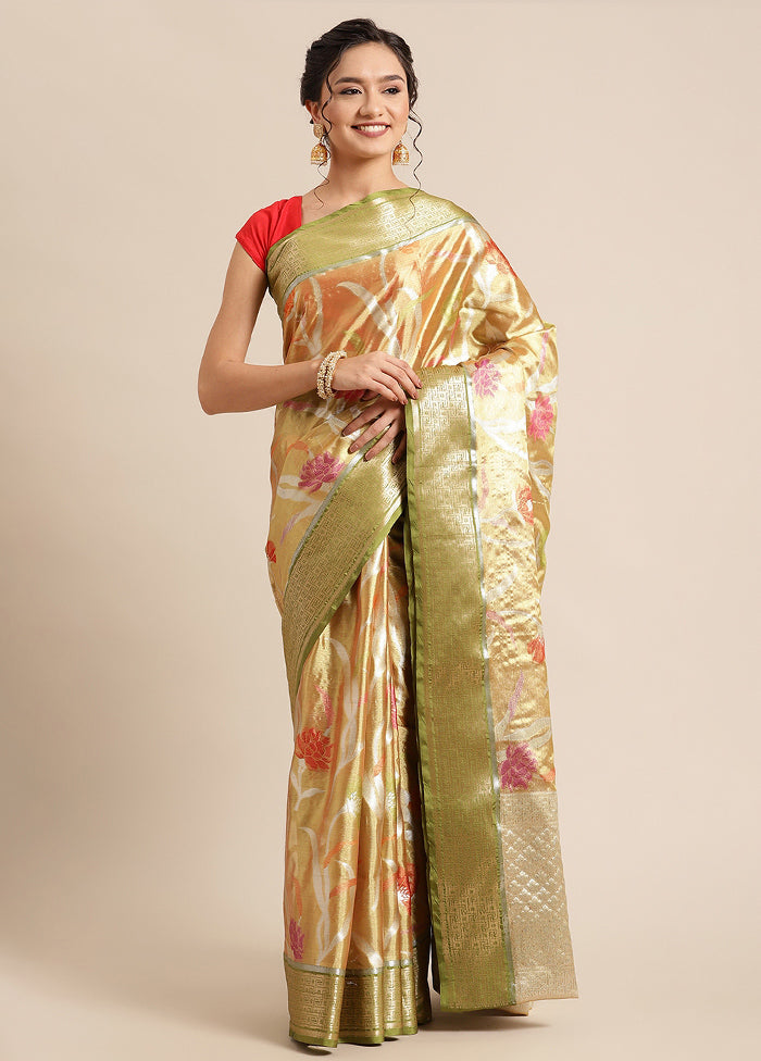 Gold Silk Saree With Blouse Piece - Indian Silk House Agencies