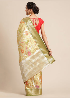 Gold Silk Saree With Blouse Piece - Indian Silk House Agencies