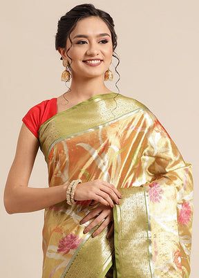 Gold Silk Saree With Blouse Piece - Indian Silk House Agencies