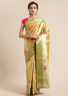 Gold Silk Saree With Blouse Piece - Indian Silk House Agencies