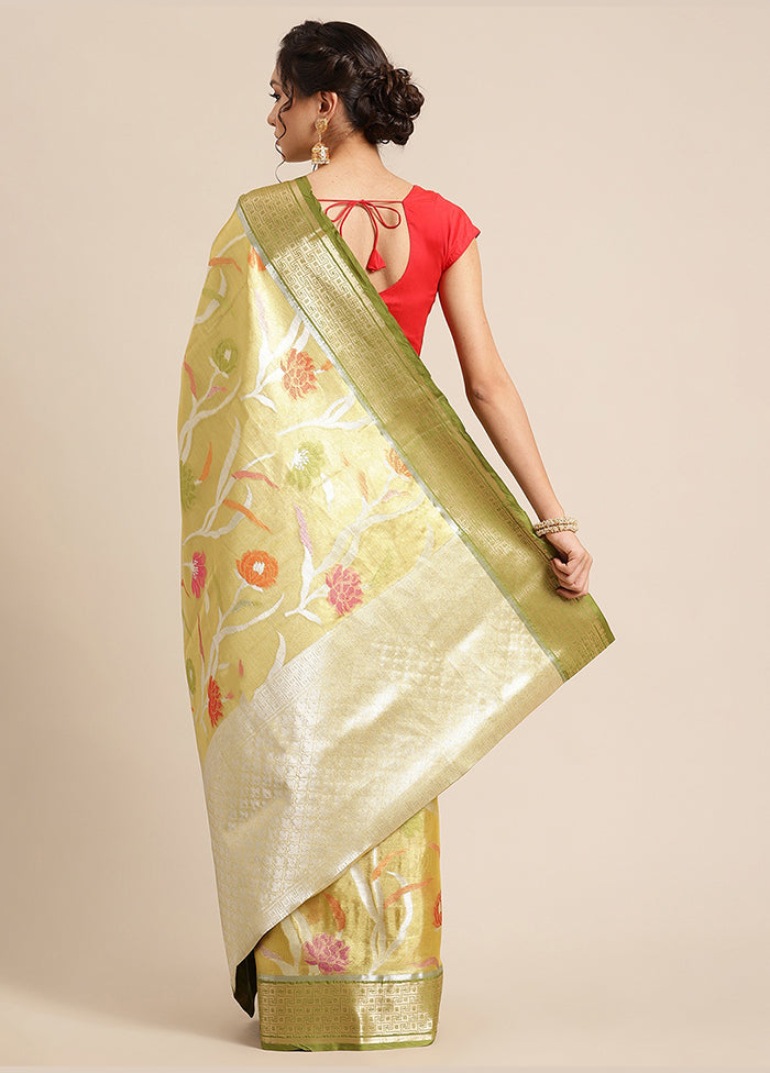 Gold Silk Saree With Blouse Piece - Indian Silk House Agencies