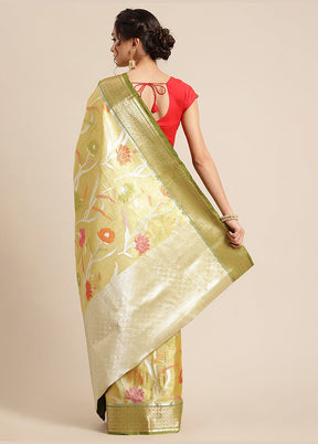 Gold Silk Saree With Blouse Piece - Indian Silk House Agencies