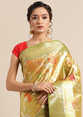 Gold Silk Saree With Blouse Piece - Indian Silk House Agencies