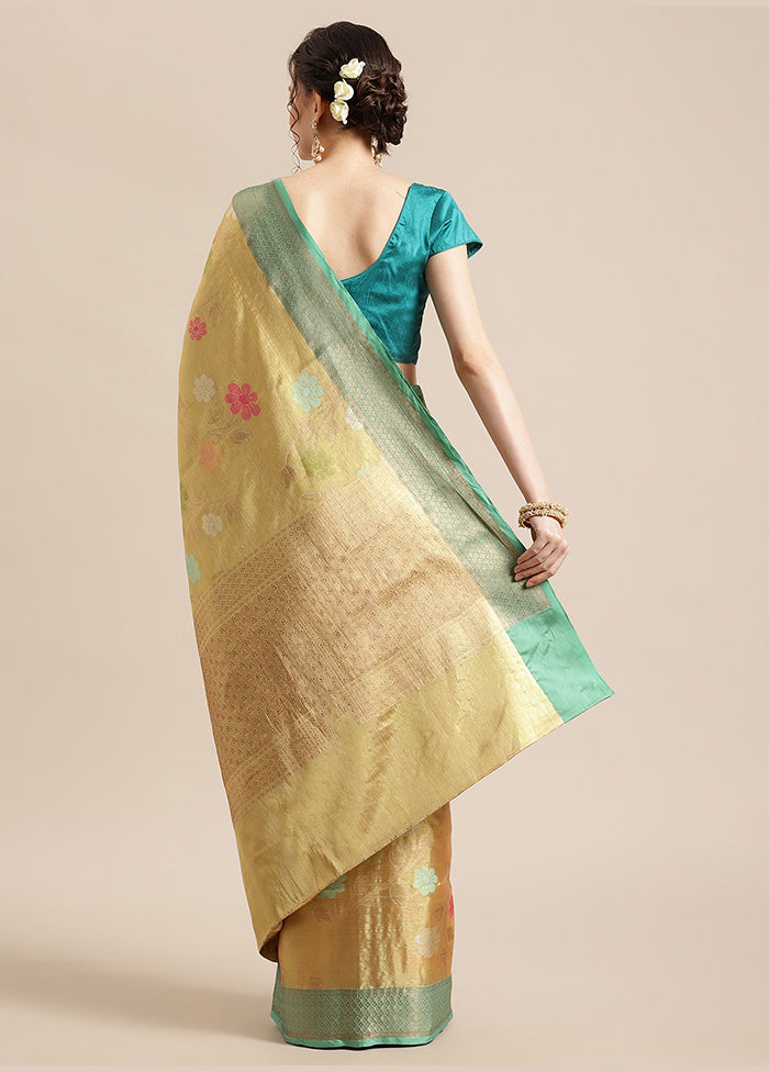 Gold Silk Saree With Blouse Piece - Indian Silk House Agencies