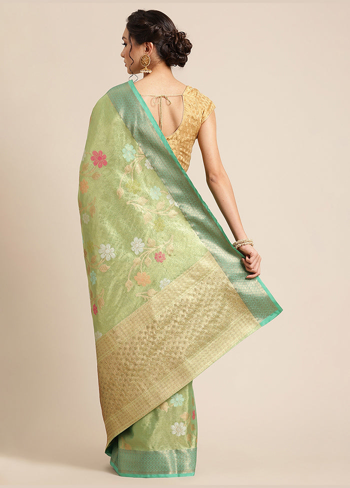 Green Silk Saree With Blouse Piece - Indian Silk House Agencies