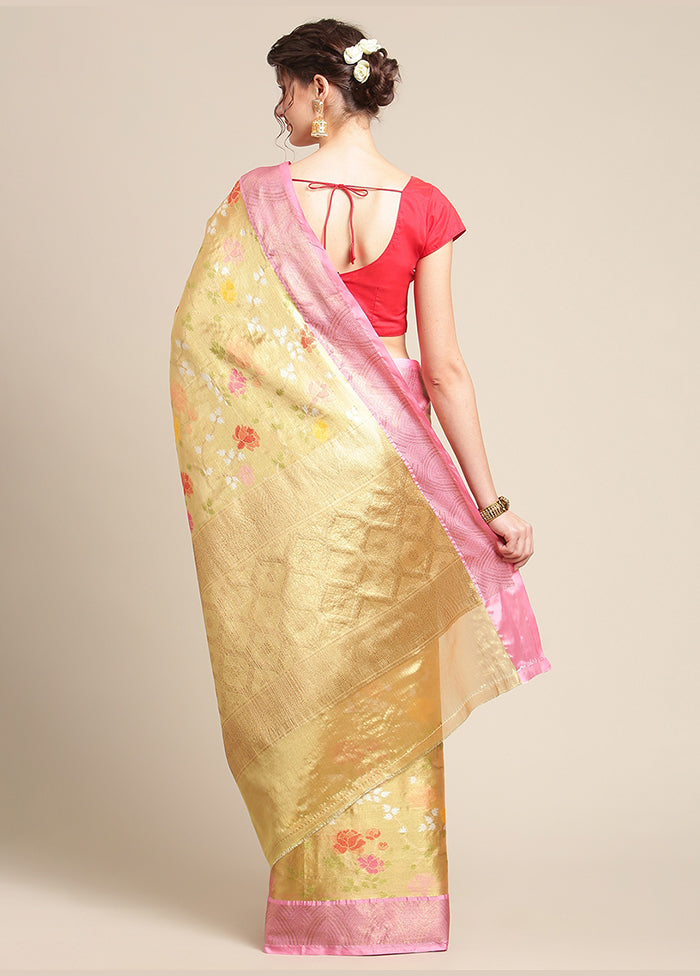 Gold Silk Saree With Blouse Piece - Indian Silk House Agencies