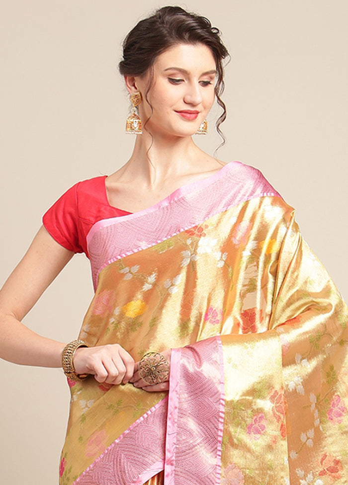 Gold Silk Saree With Blouse Piece - Indian Silk House Agencies