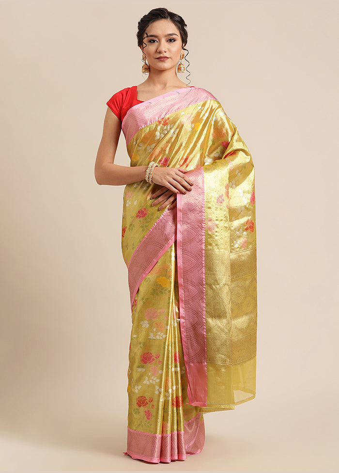 Gold Silk Saree With Blouse Piece - Indian Silk House Agencies