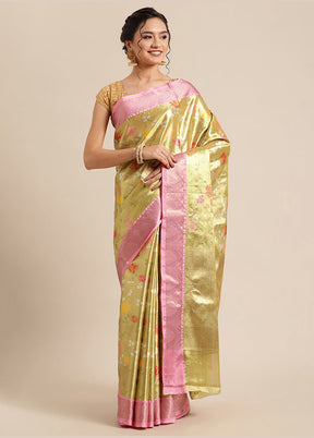 Gold Silk Saree With Blouse Piece - Indian Silk House Agencies