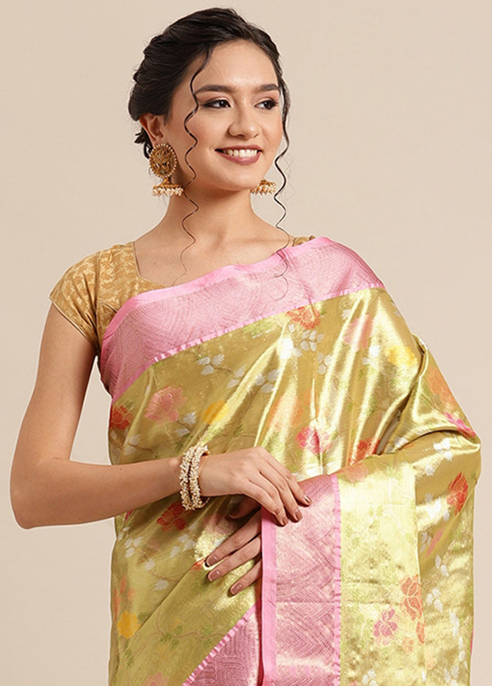 Gold Silk Saree With Blouse Piece - Indian Silk House Agencies