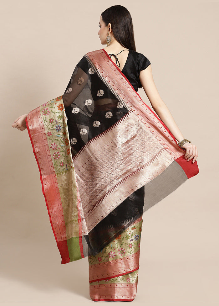 Black Silk Saree With Blouse Piece - Indian Silk House Agencies