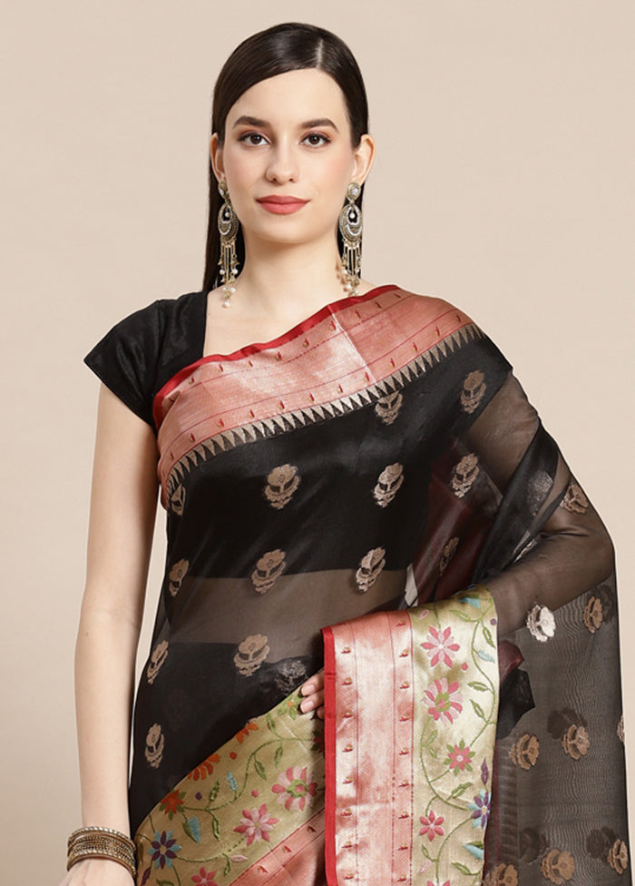 Black Silk Saree With Blouse Piece - Indian Silk House Agencies